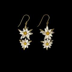 Edelweiss Long Wire Earrings - Edelweiss Ohrhänger lang "2 Blüten"