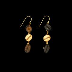 Coffee Bean roasted Wire Earrings long - Kaffeebohne geröstet Ohrhänger lang